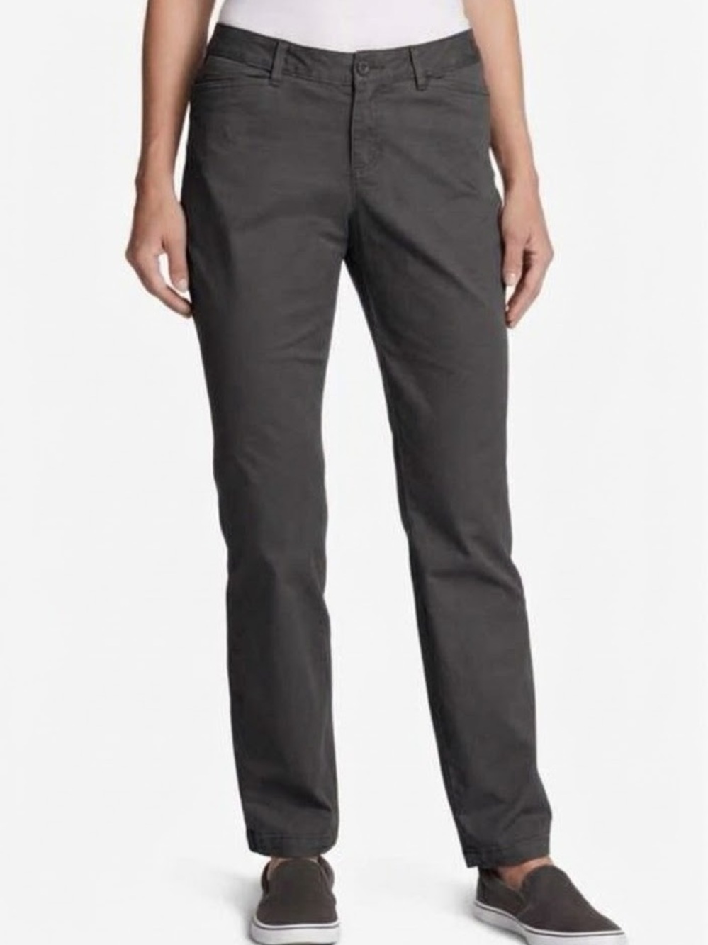 Eddie Bauer Stretch Legend Wash Straight Pants Curvy Fit Charcoal Grey, size 8